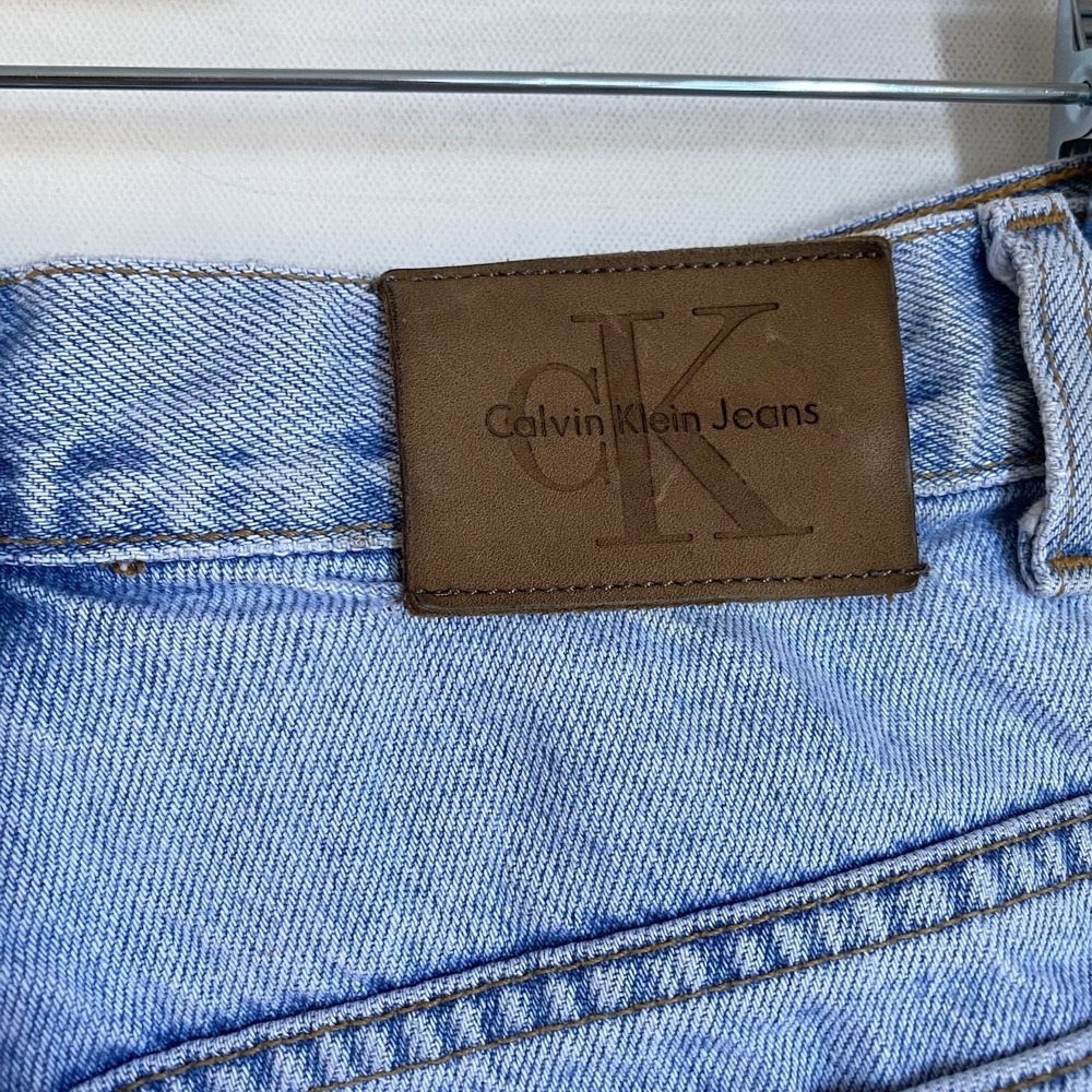 Vintage Calvin Klein Jean Mini Shorts Size 10 Blue Distressed High Rise Made USA - Picture 6 of 9